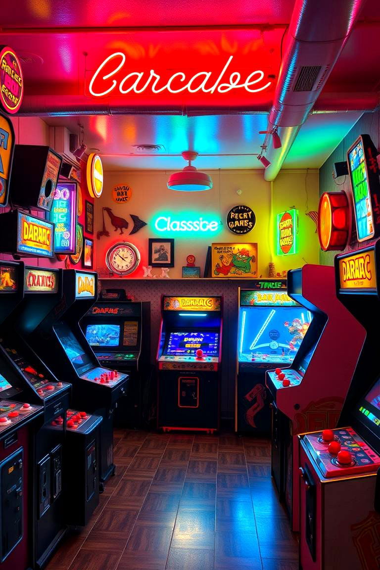 Retro Arcade Room - 24 Luxury Man Cave Ideas