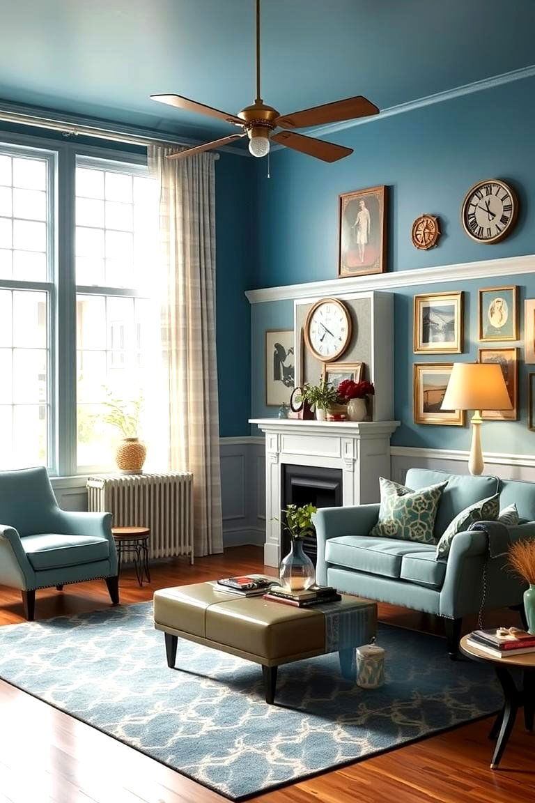 Retro Blue Elements for Nostalgic Charm - 24 Blue Living Room Ideas