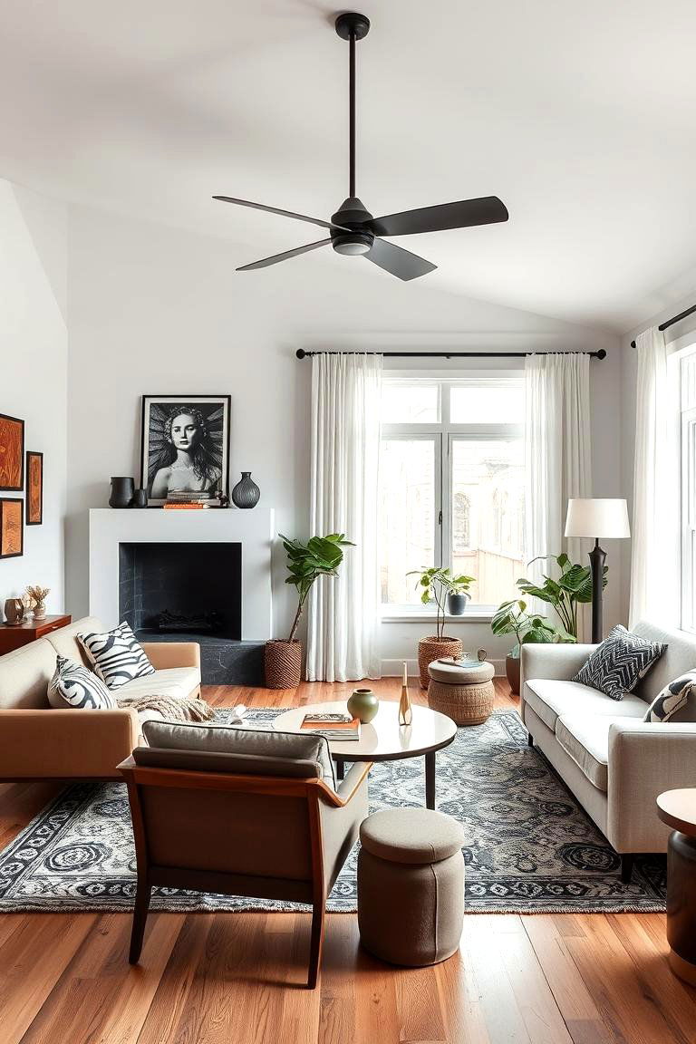 Retro Boho Vibes - 24 Black and White Boho Living Room Ideas