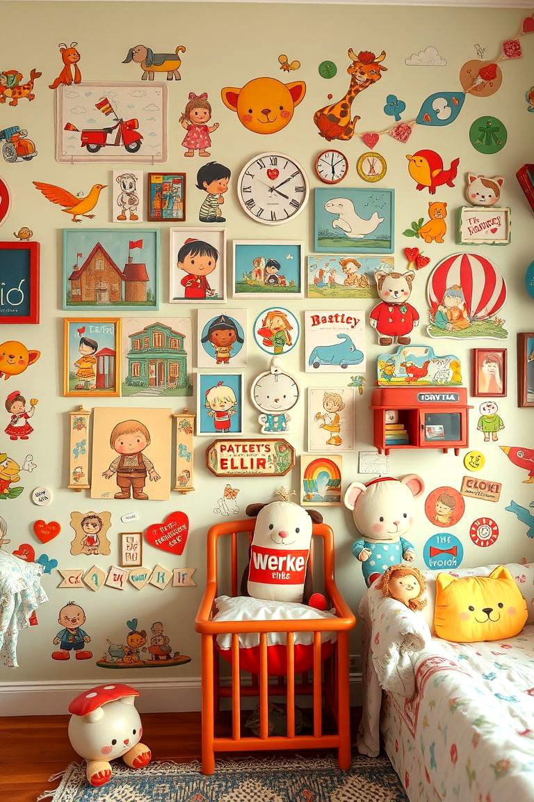 Retro Cartoon Collage - 24 Nursery Wall Decor Ideas