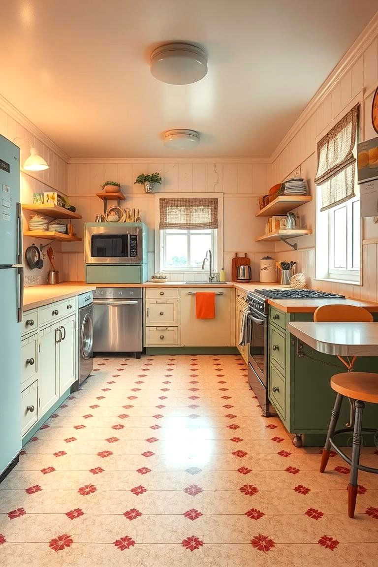 Retro Charm Revival - 24 Linoleum Kitchen Flooring Ideas