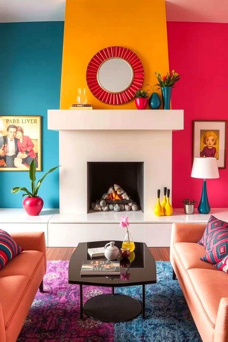 Retro Color Infusions - 24 Mid-century Modern Fireplace Ideas