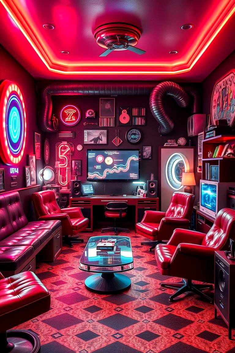 Retro Futuristic Blend - 24 Man Cave Living Room Ideas