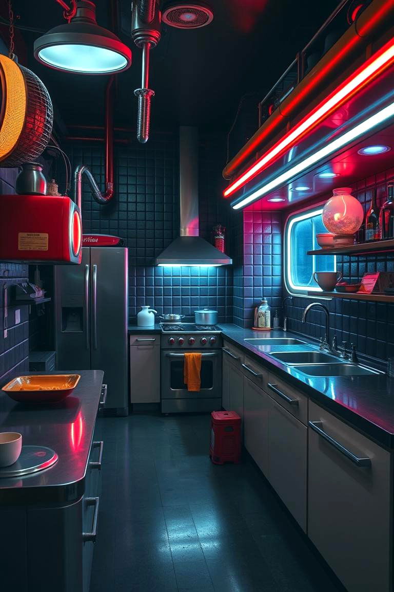 Retro Futuristic Dark Kitchen - 24 Dark Kitchen Ideas