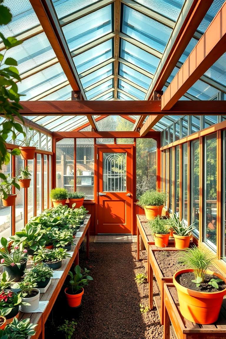 Retro Glasshouse with Mid Century Modern Flair - 24 Fantasy Greenhouse Ideas