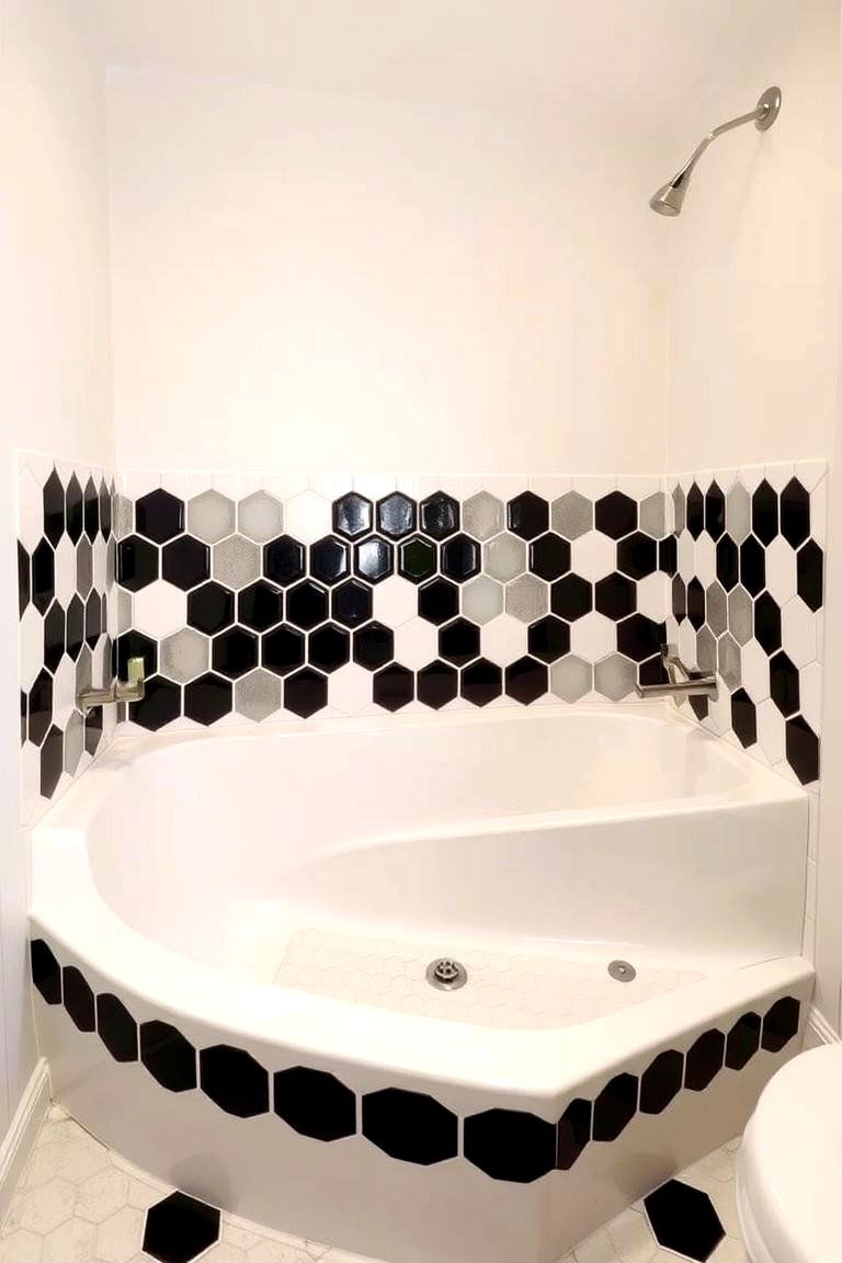 Retro Hexagon Tile Surround - 24 Bathtub Surround Ideas