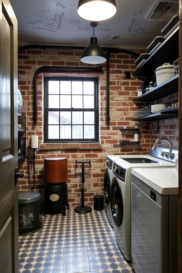 Retro Industrial Combo - 24 Black and White Laundry Room Ideas