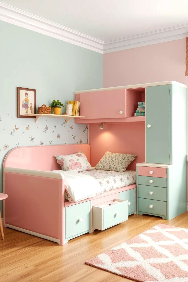 Retro Inspired Corner Bed with Vintage Charm - 24 Corner Bed Ideas