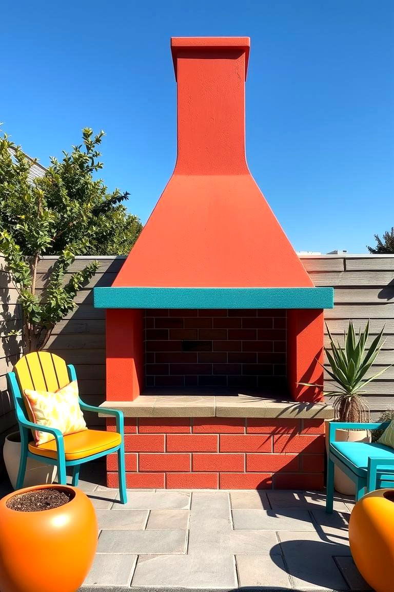 Retro Inspired Fireplace Vibe - 24 Outdoor Corner Fireplace Ideas