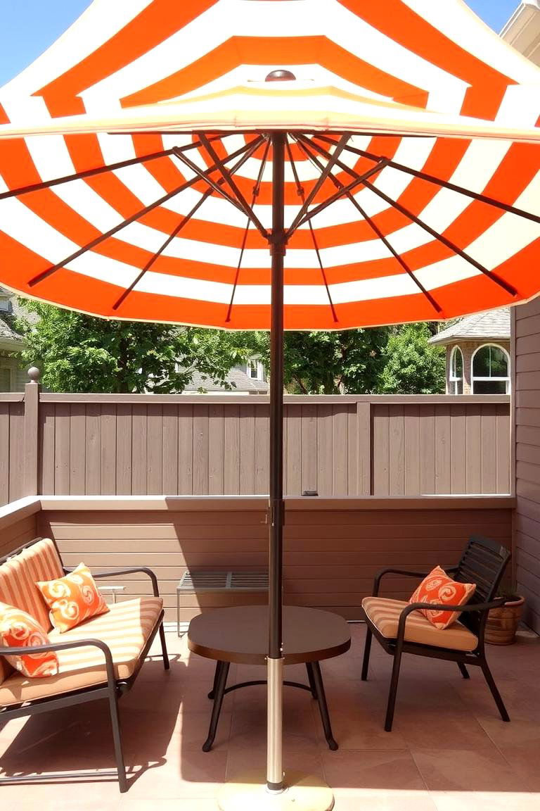 Retro Inspired Patio Umbrella - 24 Mid-century Modern Patio Ideas