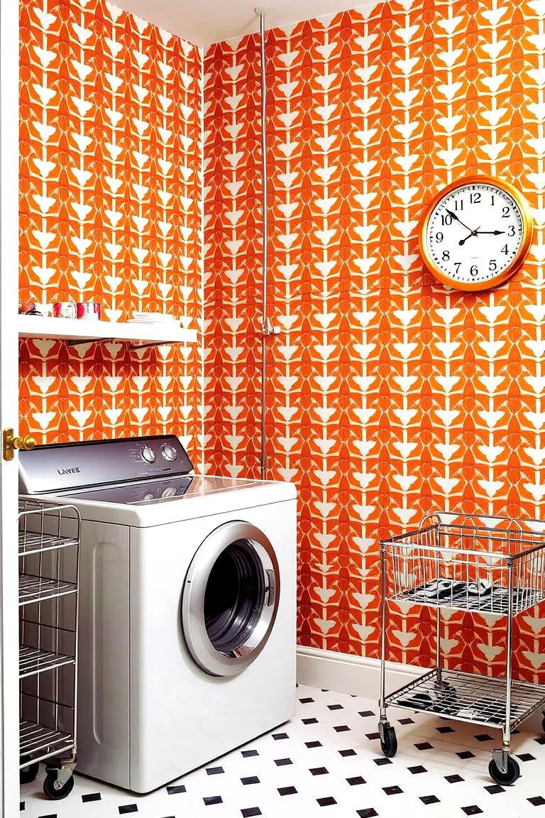 Retro Inspired Patterns - 24 Laundry Room Wallpaper Ideas