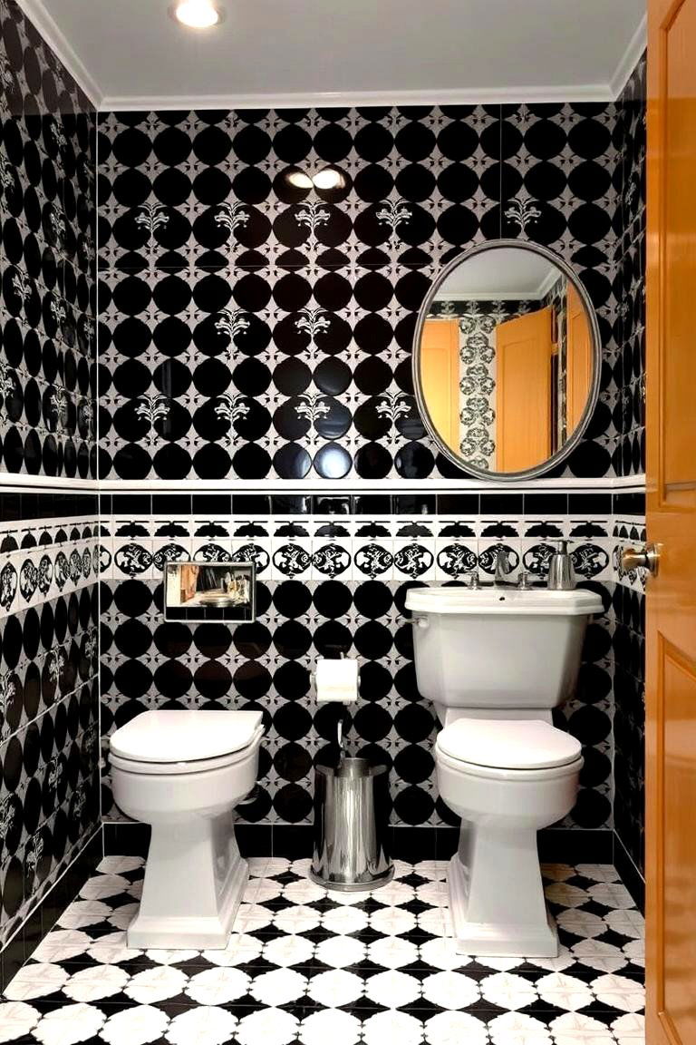 Retro Inspired Patterns - 24 Black and White Bathroom Tile Ideas