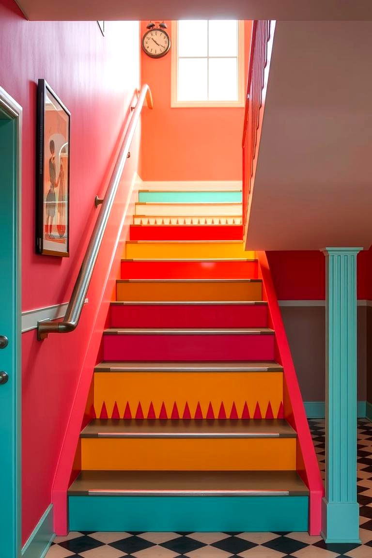 Retro Inspired Staircase - 24 Staircase Ideas