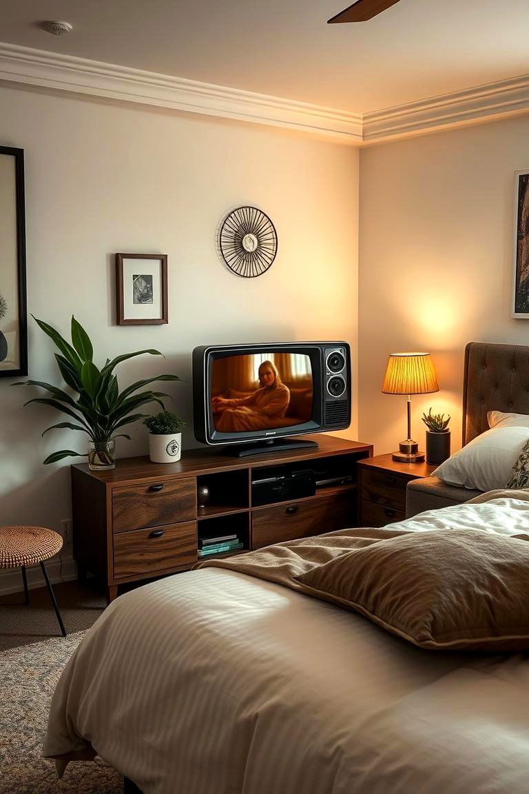 Retro Inspired TV Accent - 24 Bedroom Tv Ideas