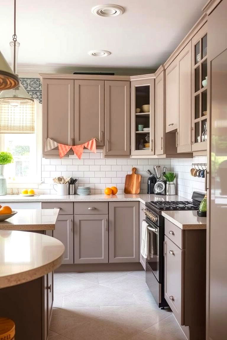 Retro Inspired Taupe Charm - 24 Taupe Kitchen Cabinet Ideas