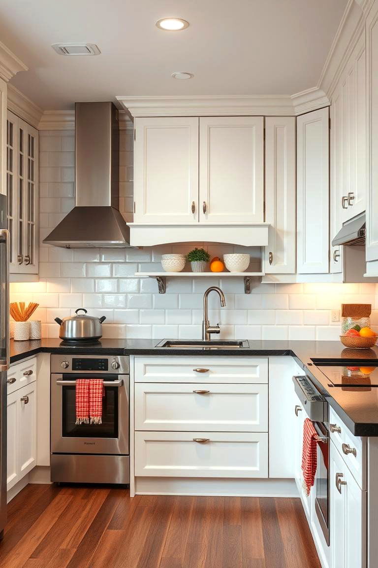 Retro Modern Fusion - 24 Kitchen With White Cabinets and Black Countertops Ideas