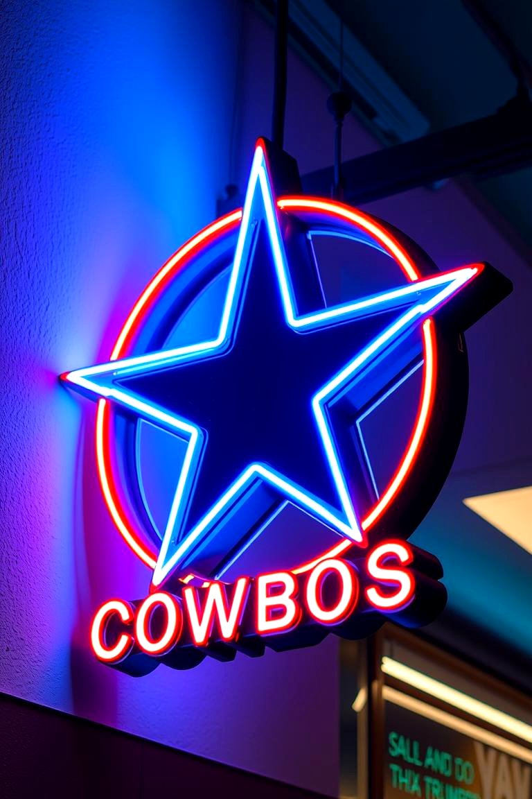 Retro Neon Cowboys Signs - 24 Dallas Cowboys Man Cave Ideas