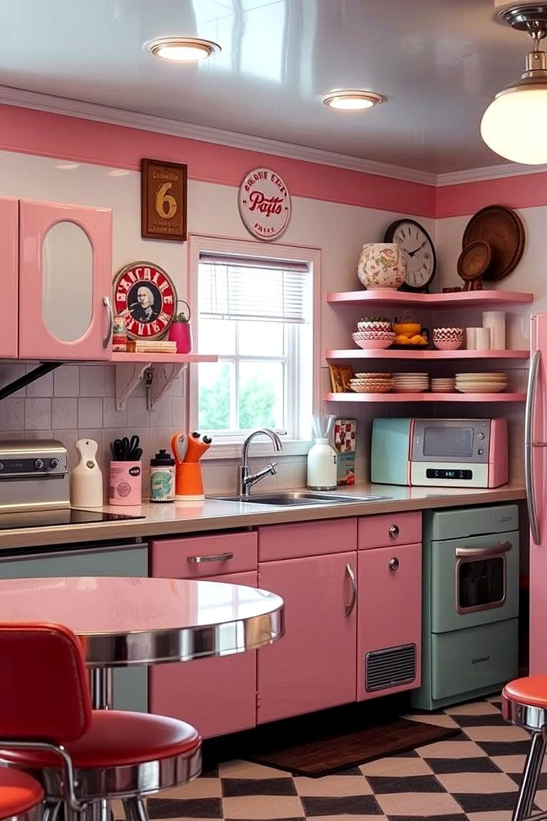 Retro Pastel Vibes for Nostalgic Appeal - 24 Kitchen With Colored Appliances Ideas