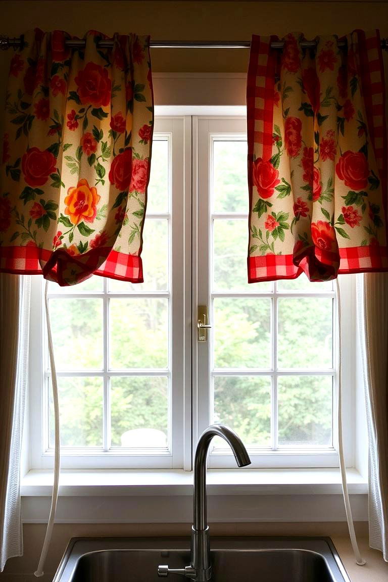 Retro Patterned Curtains - 24 Vintage Kitchen Ideas