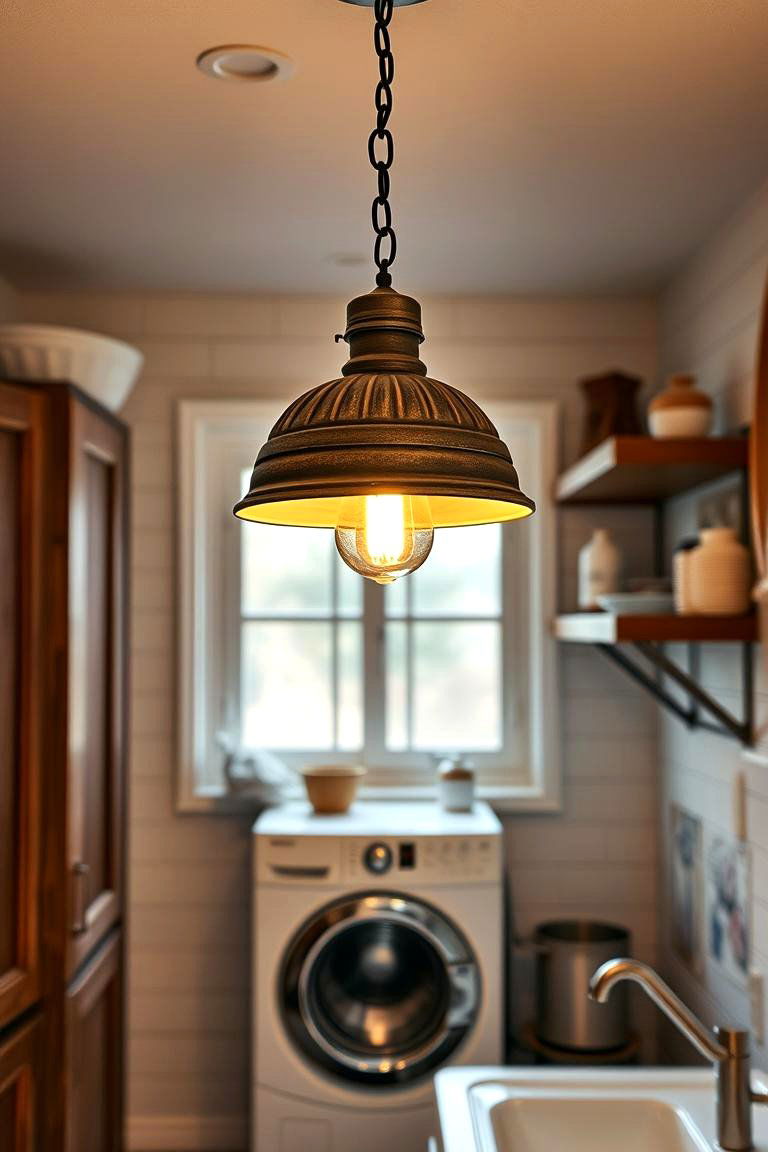 Retro Pendant Lighting - 24 Vintage Laundry Room Decor Ideas