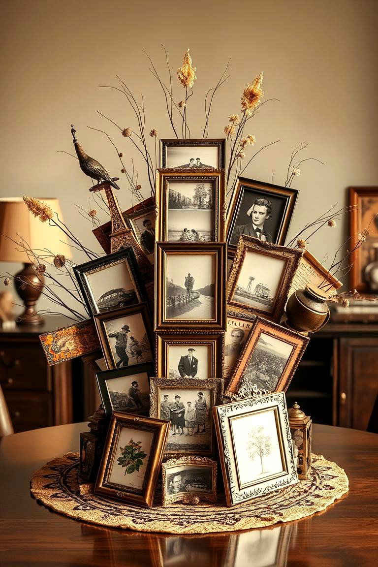Retro Photo Collage Centerpiece - 24 Graduation Centerpiece Ideas