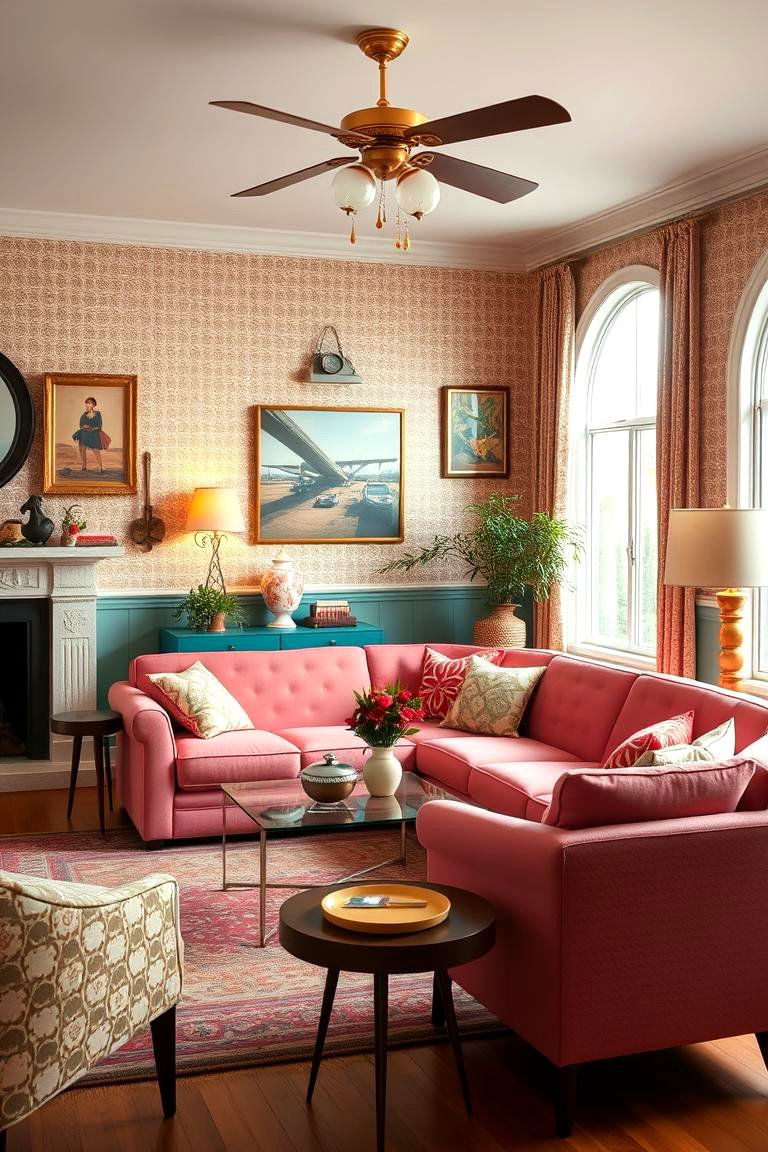 Retro Pink Revival - 24 Pink Couch Living Room Ideas
