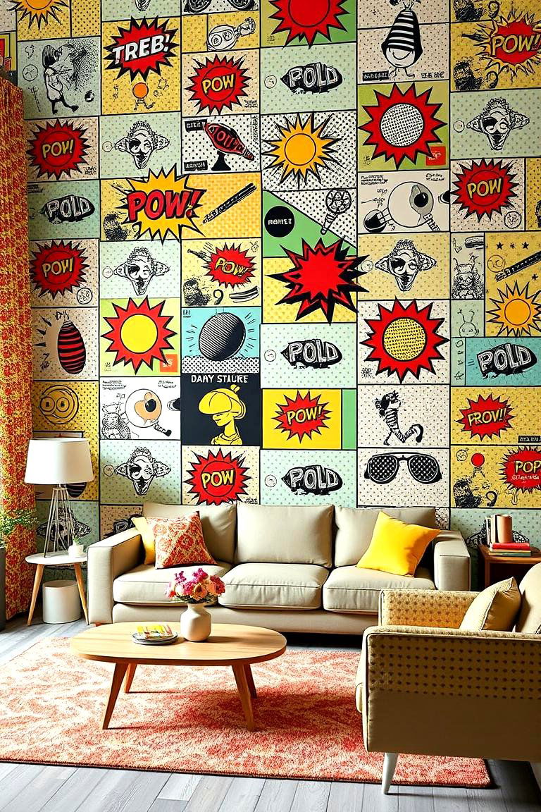 Retro Pop Art - 24 Living Room Wallpaper Ideas