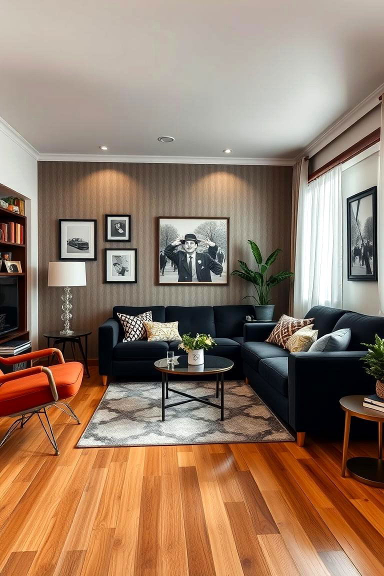 Retro Revival - 24 Black Couch Living Room Ideas