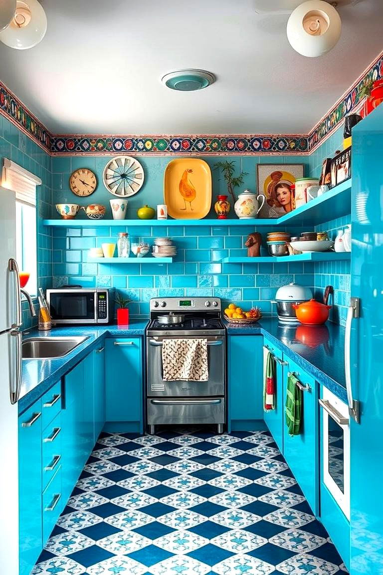 Retro Revival - 24 kitchens with blue countertops