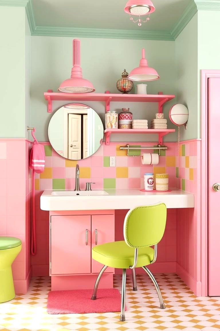 Retro Revival - 24 Pink and Green Bathroom Design Ideas