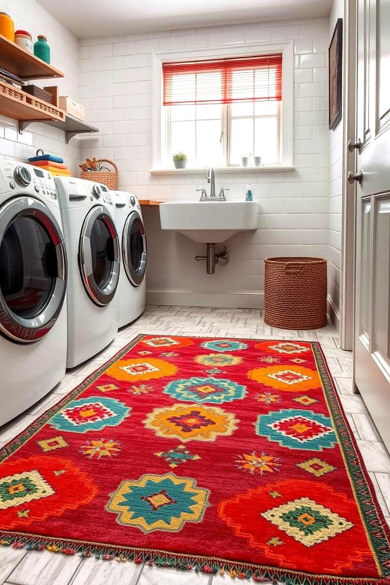 Retro Rug and Mat Combo - 24 Vintage Laundry Room Decor Ideas