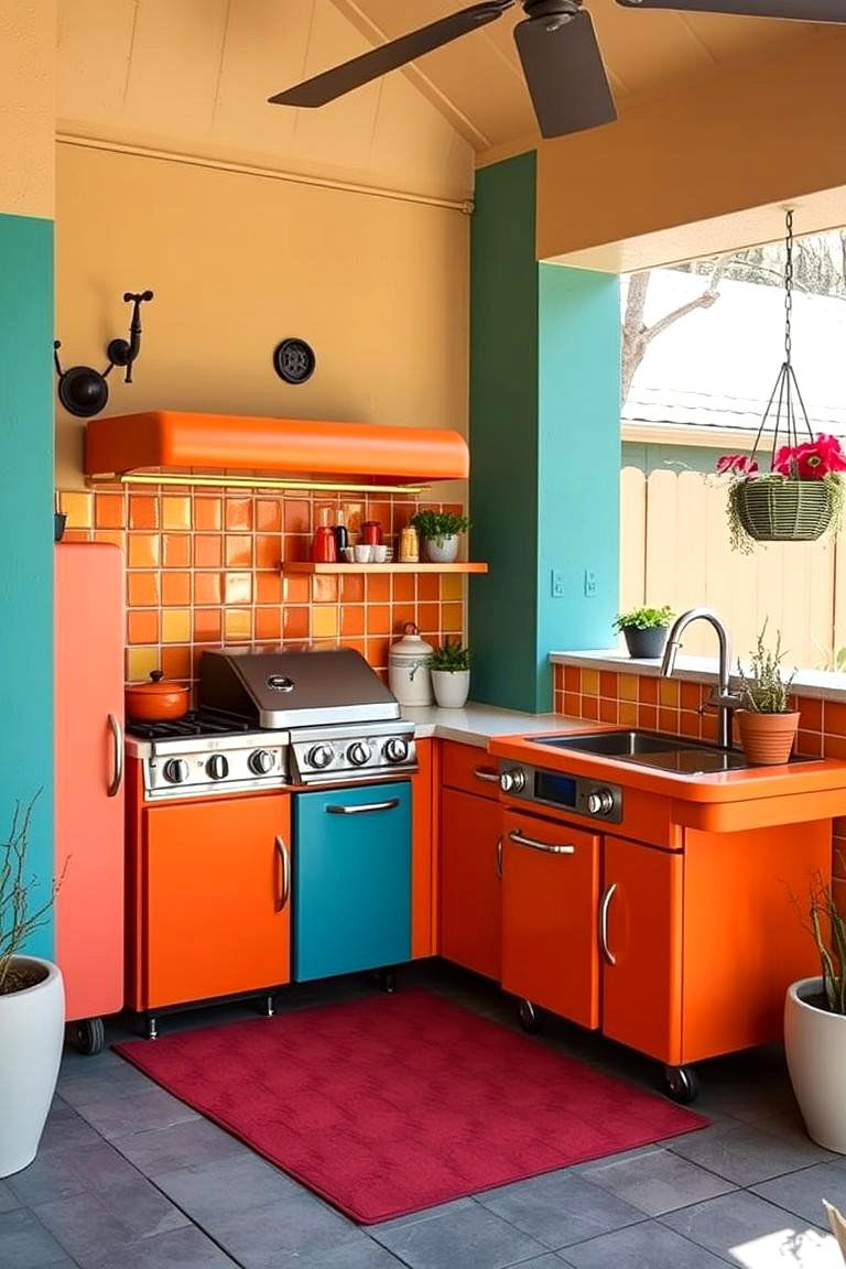 Retro Style Outdoor Kitchen - 24 Small Outdoor Kitchen Ideas