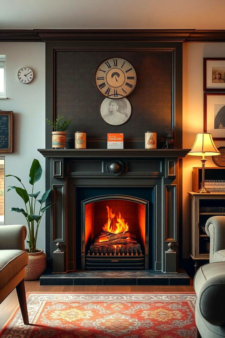 Retro Styled Fireplace Elegance - 24 Small Living Room Fireplace Ideas