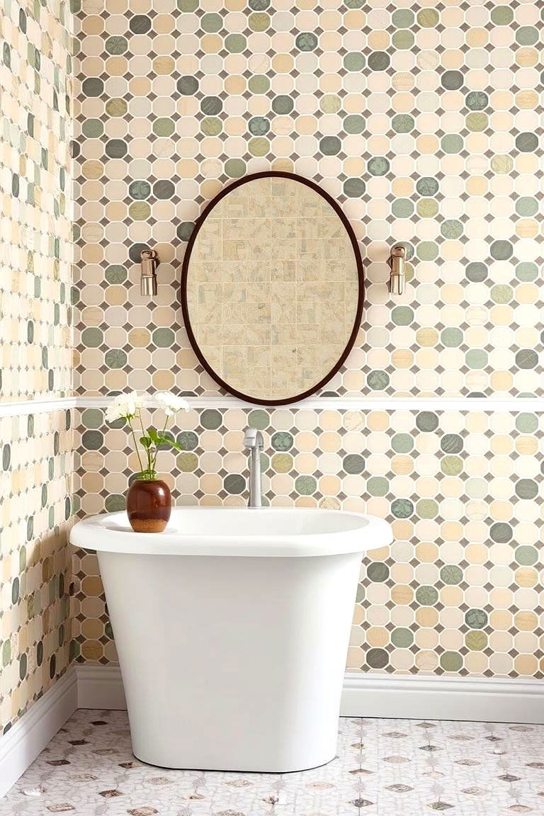 Retro Tiles Pattern - 24 Bathroom Wallpaper Ideas