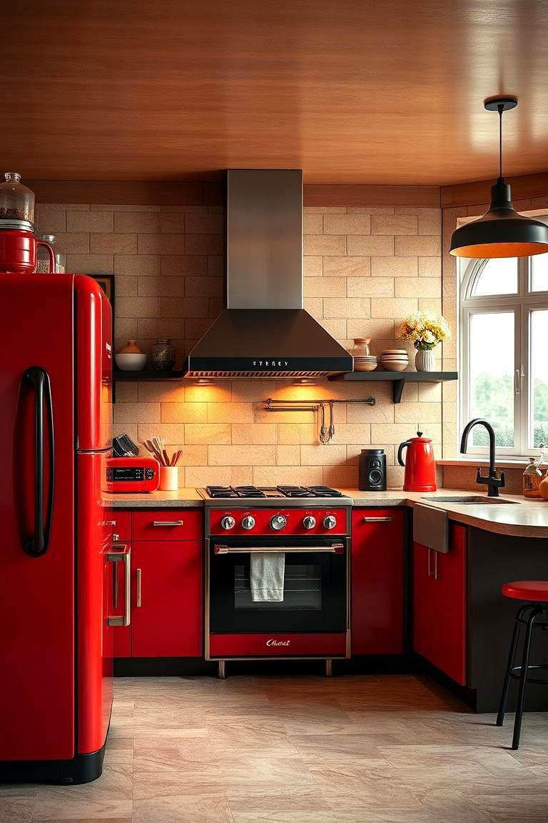 Retro Vibes with a Modern Twist - 24 red and black kitchen ideas