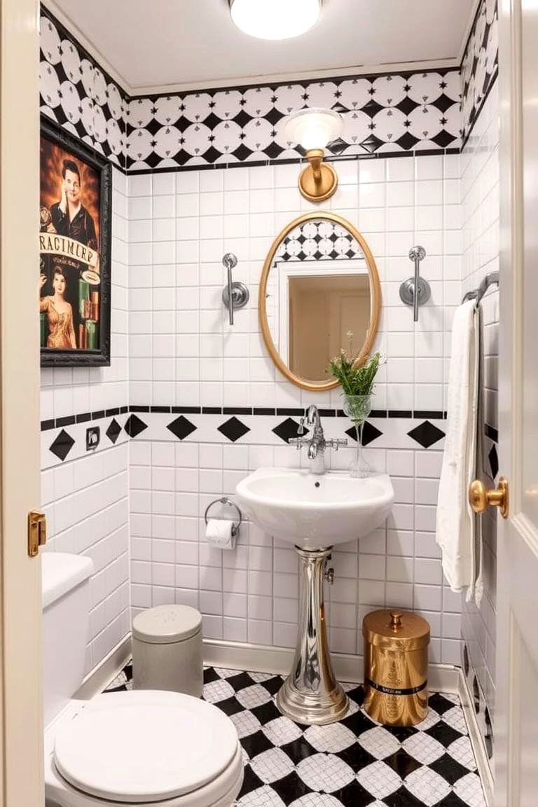 Retro Vibes - 24 Black and White Powder Room Ideas
