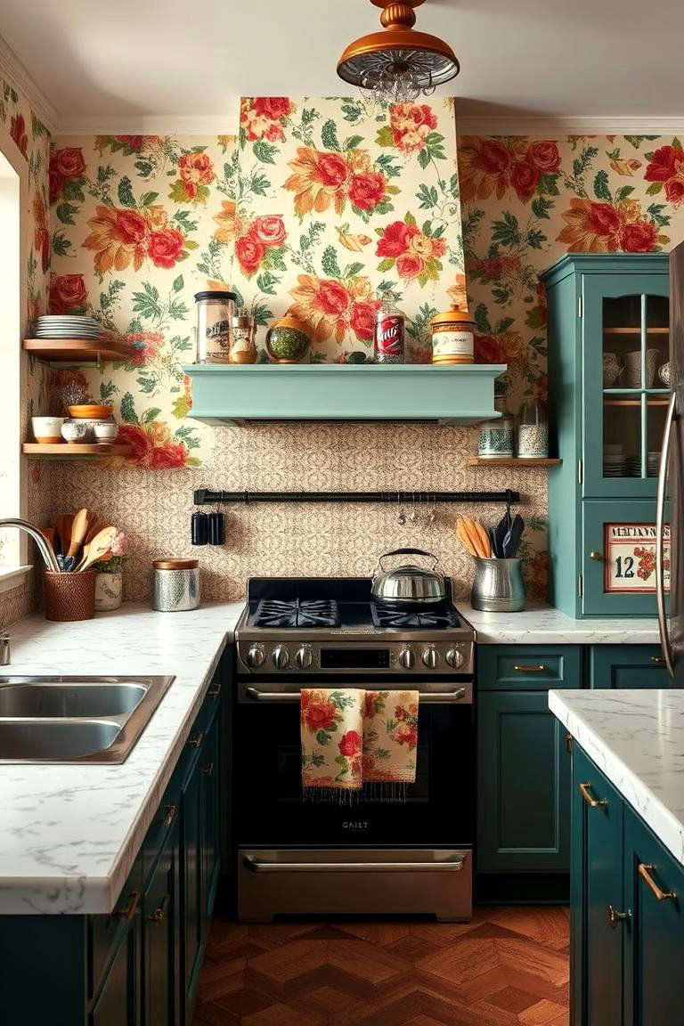 Retro Wallpaper - 24 Vintage Kitchen Ideas