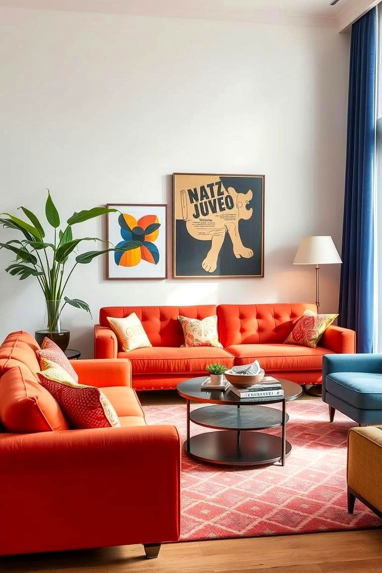 Retro and Contemporary Blend - 24 Mismatched Sofas in Living Room Ideas