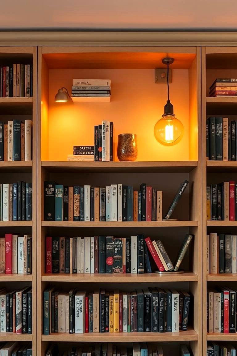 Retro inspired LED Light Fixtures - 24 Bookshelf Lighting Ideas