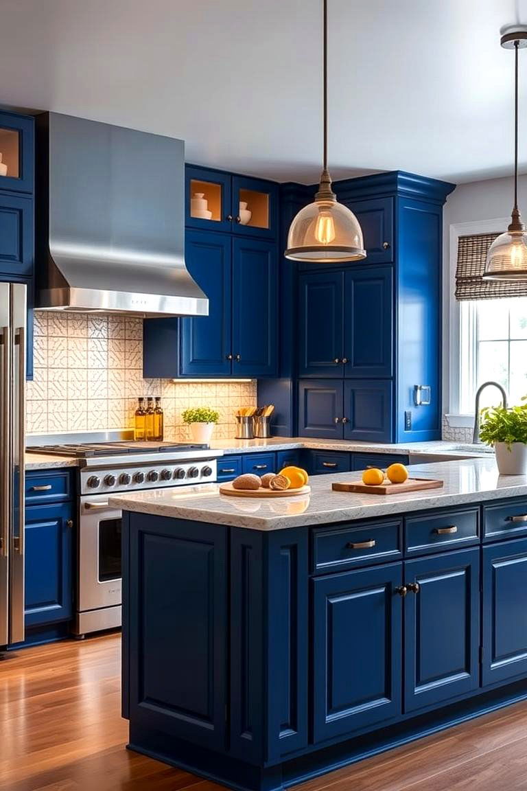 Revitalizing Kitchens with Bold Blue Statements - 24 blue farmhouse kitchen cabinets