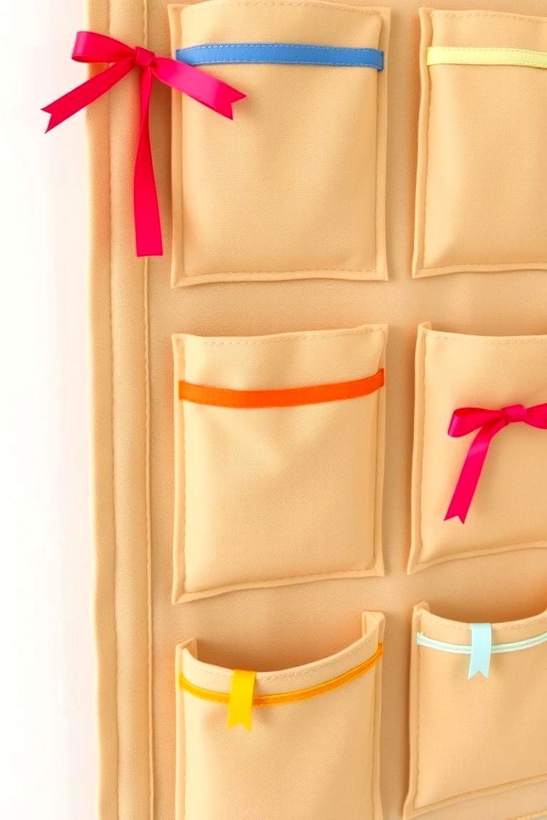 Ribbon Pocket Organizer - 24 Ribbon Storage Ideas