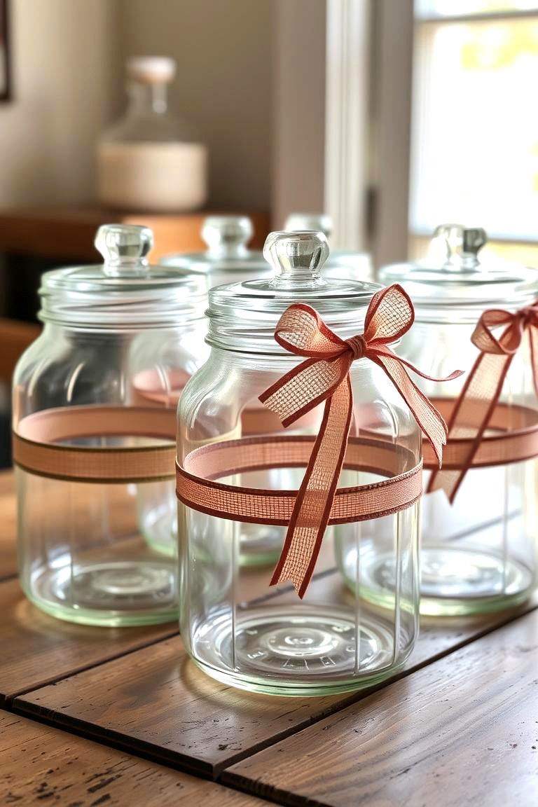 Ribbon Wrapped Storage Jars - 24 Ribbon Storage Ideas