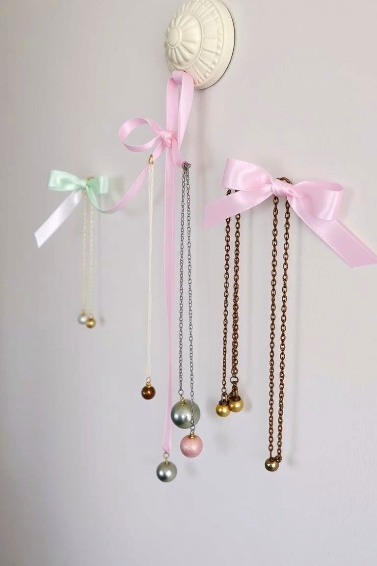 Ribbon or Lace Hangers - 24 Jewelry Storage Ideas