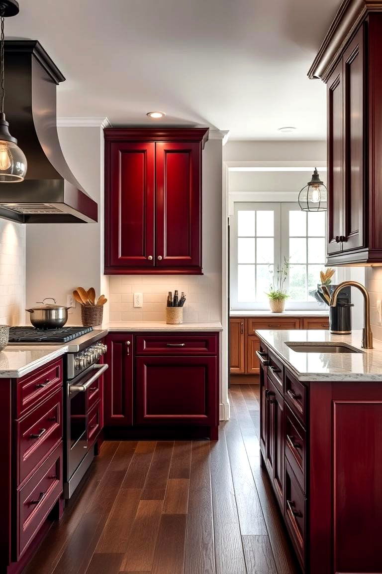 Rich Burgundy Appliances for Sophistication - 24 Kitchen With Colored Appliances Ideas