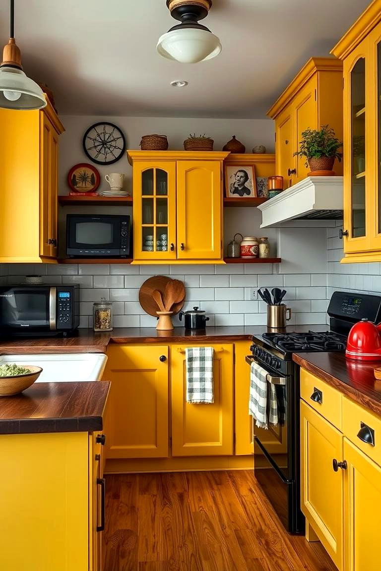 Rich Character of Mustard Yellow Cabinets - 24 What Color Cabinets Go With Black Appliances