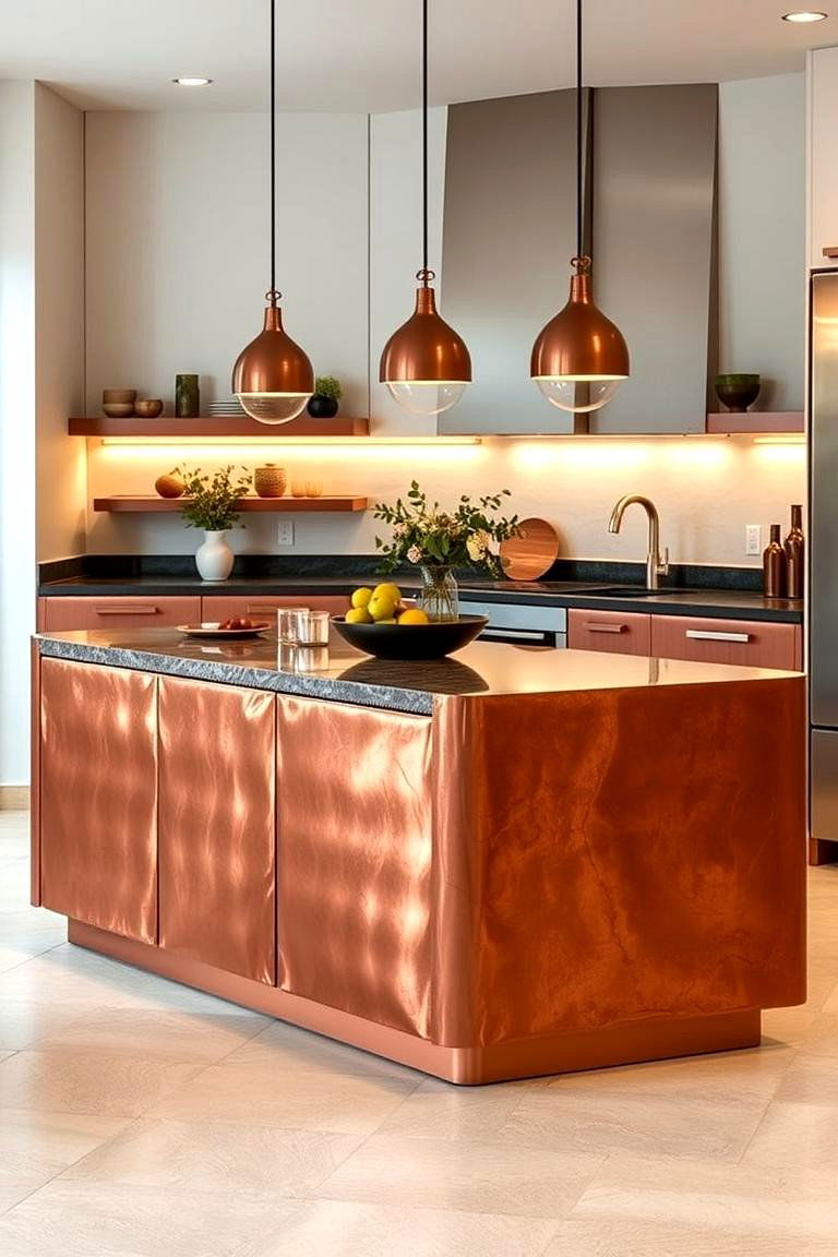 Rich Copper Warmth - 24 Kitchen Island Color Ideas