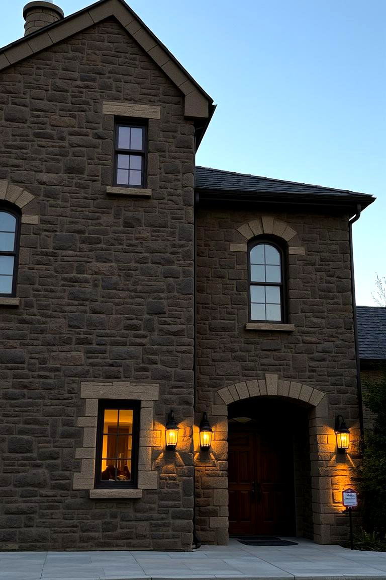Rich Earth Tone Facade with Stone Accents - 24 Dark Brown House Exterior Ideas