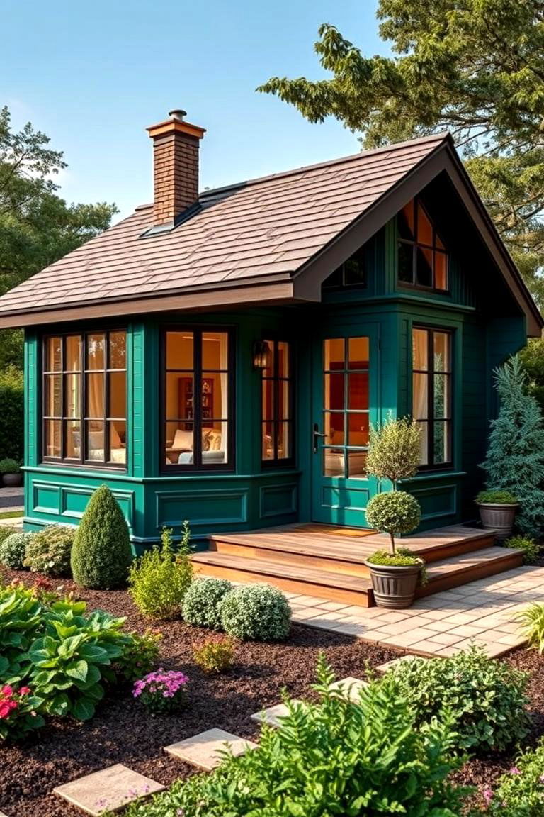 Rich Jewel Tones for Luxury Appeal - 24 Exterior House Color Schemes With Sage Green Siding