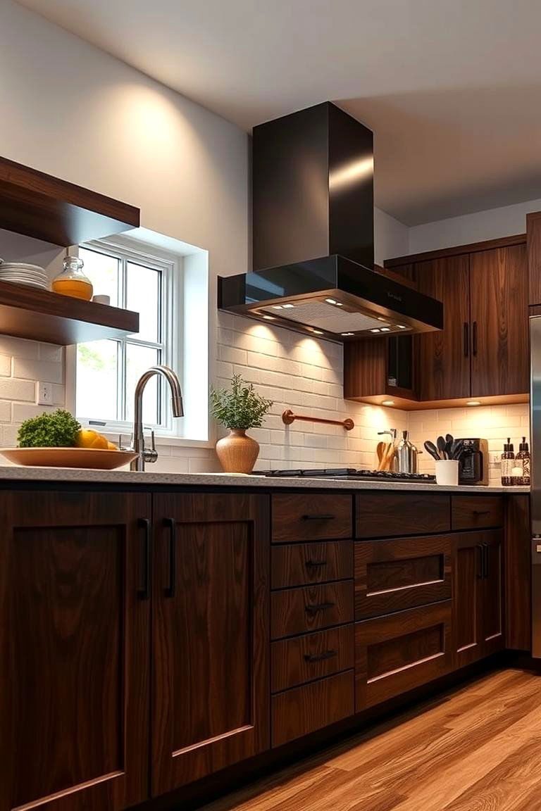 Rich Natural Grain of Dark Wood Kitchen Cabinets - 24 Dark Wood Kitchen Cabinets