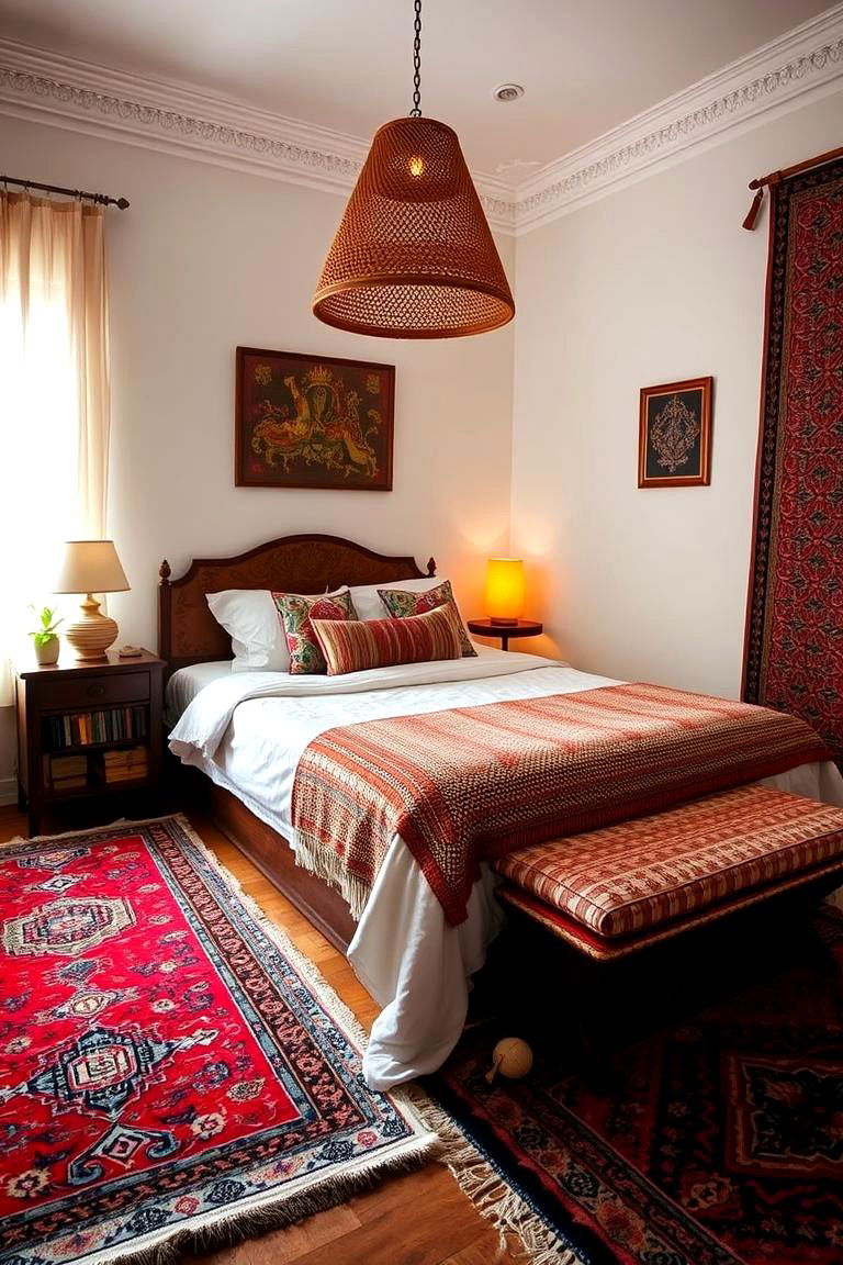 Rich Patterned Rugs - 24 Moroccan Themed Bedroom Ideas